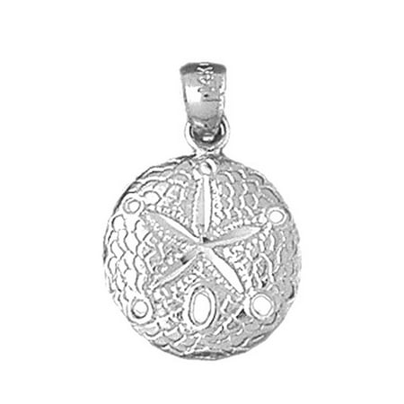 14K White Gold Sand Dollar Pendant - 21 mm