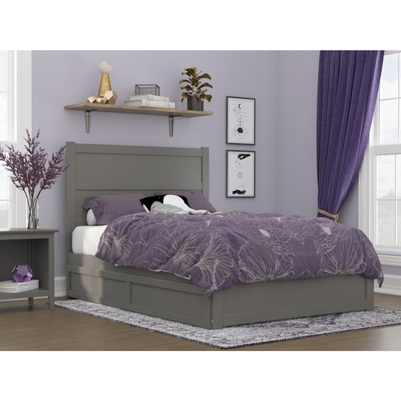 HomeStock City Chic Full Bed with Footboard and Twin Trundle in Grey