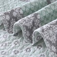 thumbnail image 6 of Bedduvit King Size Quilt Set, 100% Cotton Green Gray Spring Floral Striped Farmhouse Summer Bedspread King, Reversible Lightweight Bedding Quilt Set for King Bed, All Season 3-Piece (Green, 98"x106"), 6 of 12