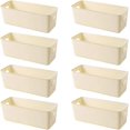 thumbnail image 1 of Contenedor de almacenamiento, paquete de 8, Con asas, Apilables, Organizador de gabinete de cesta, Contenedores organizadores de usos múltiples (Beige), 1 of 4
