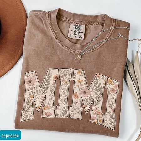 Floral Mimi Tee Trendy Tshirt Womens Spring Mimi Pregnancy Reveal For New Cottagecore T-Shirt