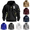thumbnail image 3 of Cmfcve Men's Big & Tall Hoodies Half-Zip Hooded Work Sweatshirt Long Sleeve Multiple Pockets Color Blocked Outdoor Jacket Top, 3 of 4