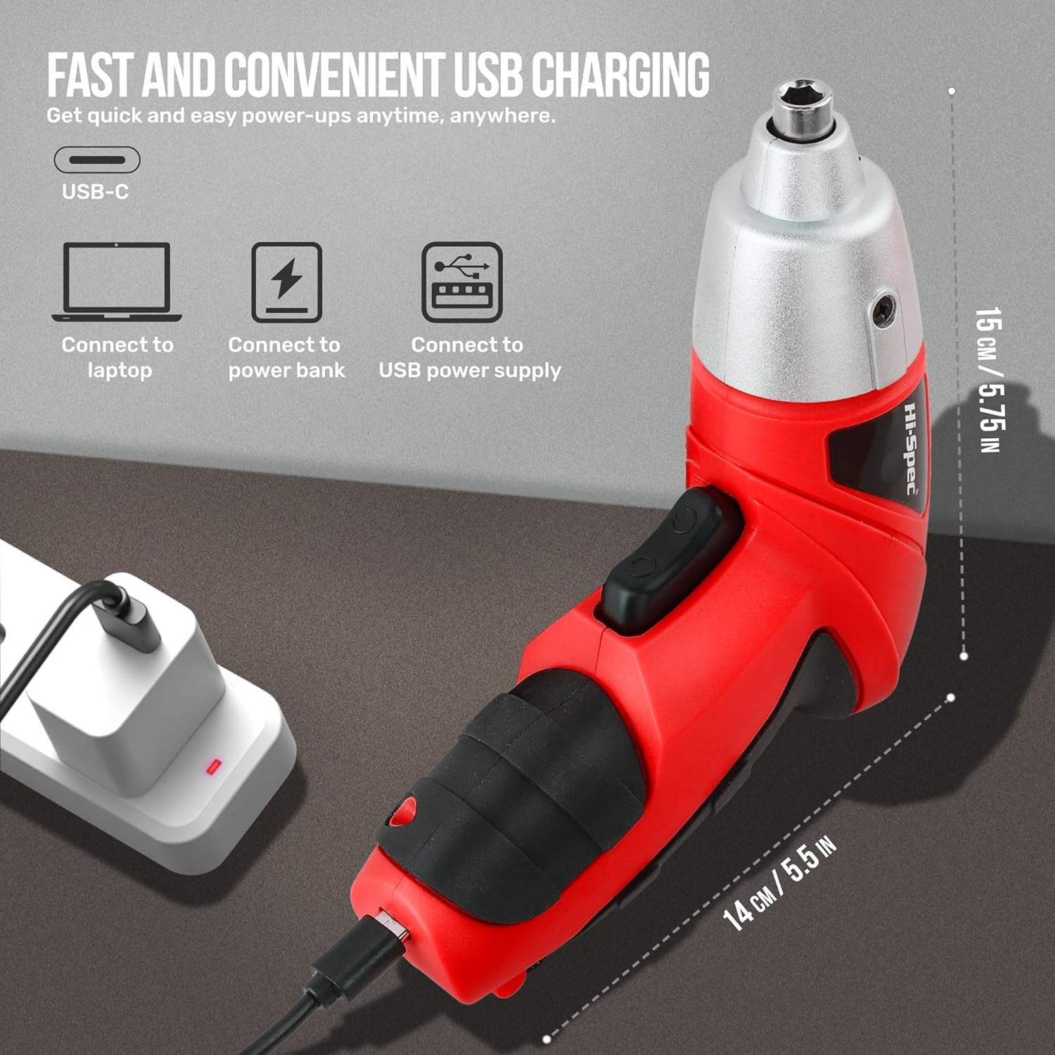 General 19pc 3.6V USB Small Power Screwdriver & Home DIY Tool Kit Set. Cordless & Rechargeable Electric Screwdriver and Compact Hand Tool Box Set,Red