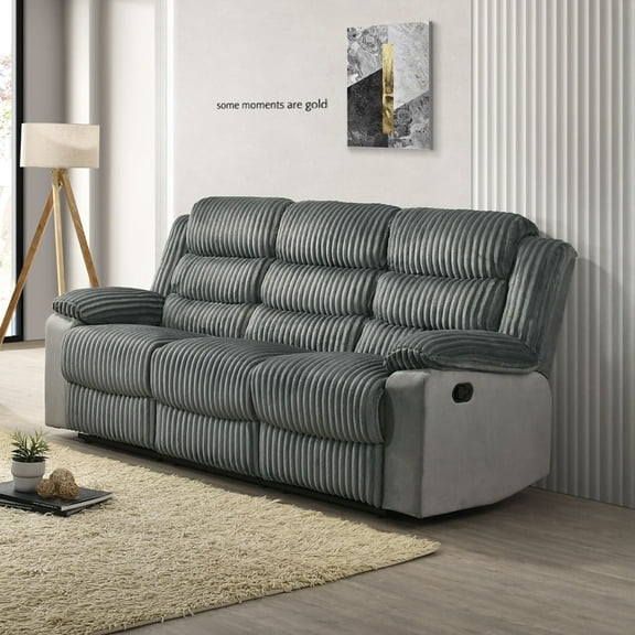 ACME Lesley Motion Sofa  in Gray Corduroy & Velvet