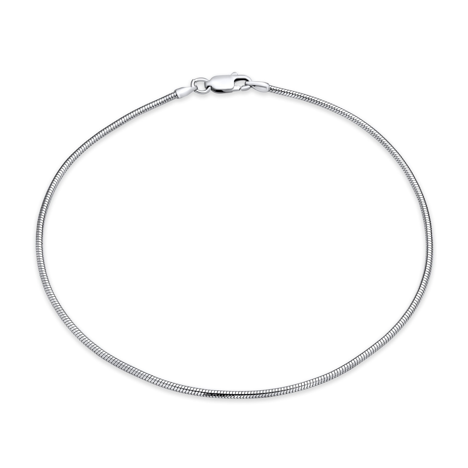 Bling Jewelry Womens Simple Strong Snake Chain Anklet Strand Ankle Bracelet Sterling Silver 10"