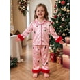 thumbnail image 5 of RUINIXCW Toddler Baby Girl Christmas Silk Satin Pajama Set Kids Girls Xmas PJS Fall Winter Goose Sleepwear Button Down Long Sleeve Shirt Pants Set, 5 of 10
