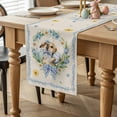 thumbnail image 2 of Spring Easter Table Runner 72 Inches Long for Kitchen Dining, Cute Rabbits Eggs Bow Daisy Tulips Plants Beige Dresser Scarf Farmhouse, Dining Table Decorations for Wedding/Parties, 14 x 72 In, 2 of 8