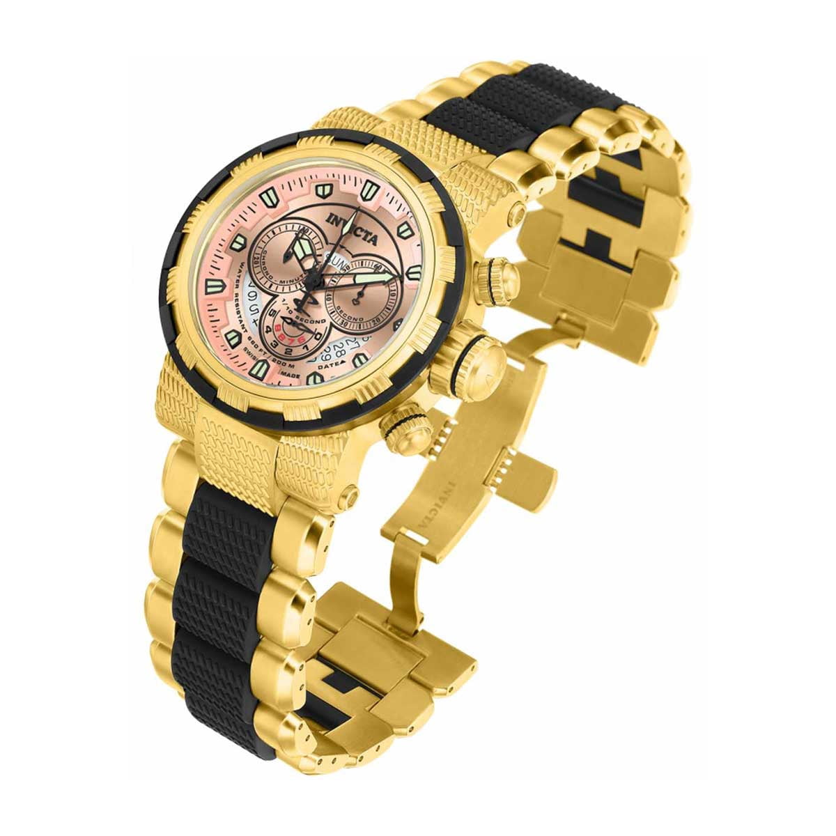 Invicta Men's 80304 Reserve Two Tone Steel Bracelet Rose Gold Dial Chronograph Dive Watch