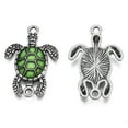 thumbnail image 3 of 100 pc Antique Silver Tone Alloy Connector Charms with Enamel Sea Turtle Lime Green 27x18.5x3.5mm Hole: 1.6mm, 3 of 4