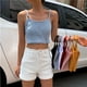 thumbnail image 3 of Top corto liso y Sexy para mujer, camiseta sin mangas informal para mujer, ropa de calle sin mangas, Tops de calle para discoteca, 3 of 4