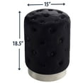 thumbnail image 4 of Home Sweet Home Venetian Round Tufted Upholstered Velvet Ottoman with Silver Metal Base - 15" L x 15" W x 18.5" H (Black), 4 of 5