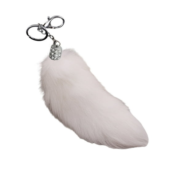 Yoetaun Large Foxes Tail Keychain Accessory Fashionable Faux Foxes Tail Keychain Soft Plush Bag Pendant Elegant Keychain Charm White