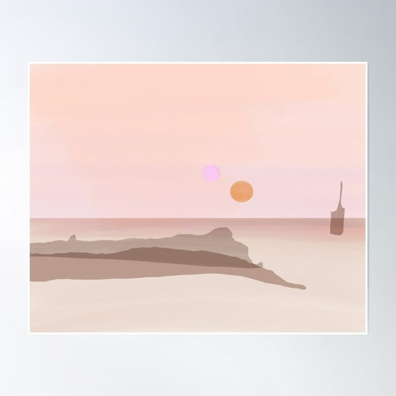 Tatooine Sunset Binary Sunset Poster Wall Art, Modern Wall Decor, 8x12 UNFRAMED