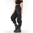 thumbnail image 3 of Aunavey Women Punk Casual Work Trousers High Waist Cargo Pants Side Chain Harem Pants with Pockets, 3 of 5
