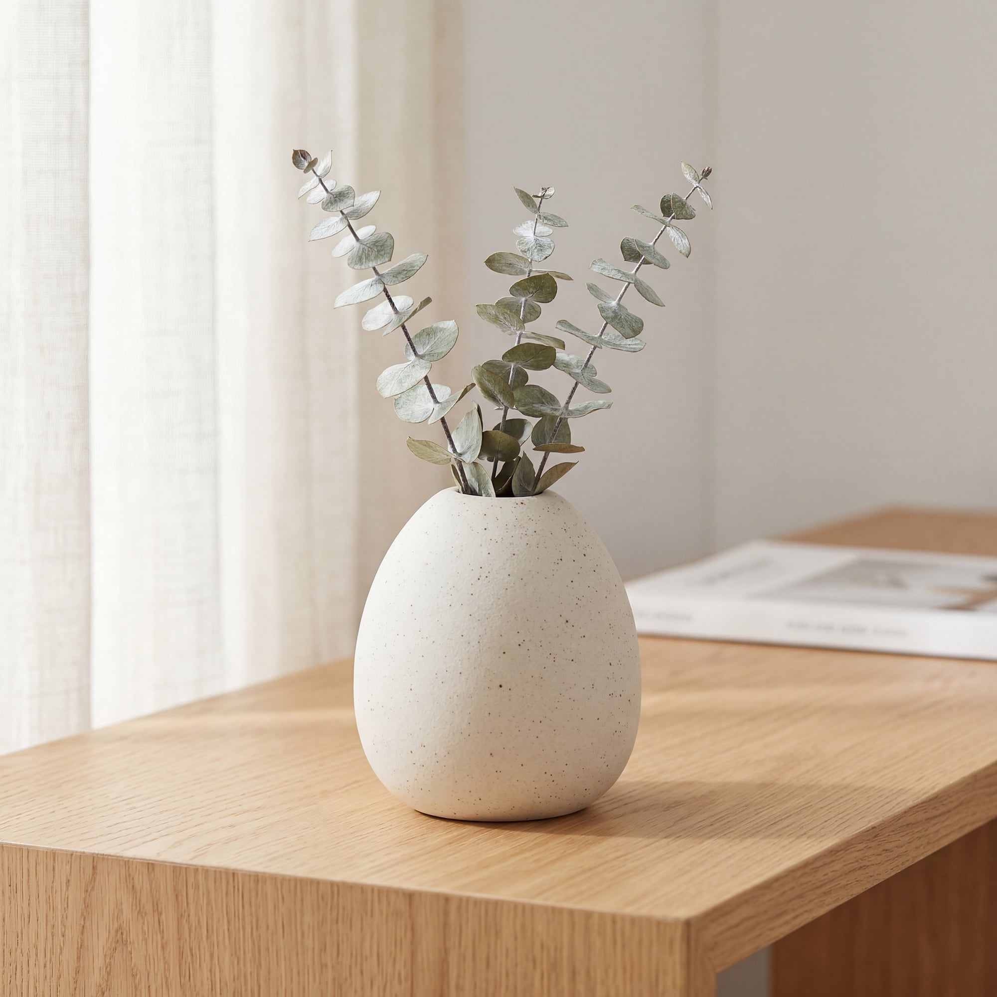 Unique Bargains Tiny Ceramic Bud Small Decorative Flower Vase Beige 2.8"L x 2.8"W x 3.5"H