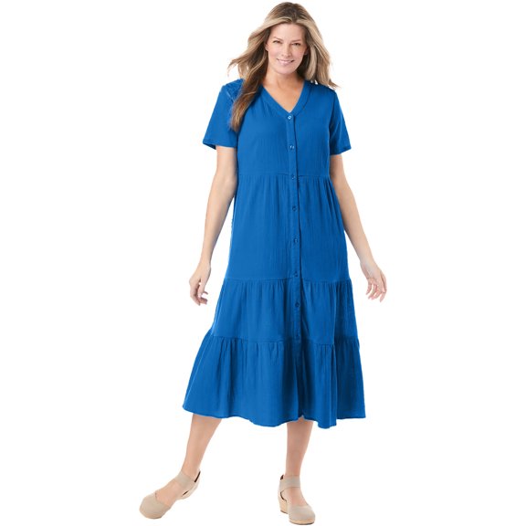 Woman Within Plus Size Gauze Tiered Dress