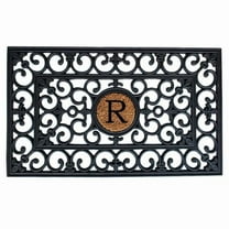Calloway Mills 18 x 30 in. Rubber Monogram Rectangular Doormat, Black & Natural - Letter R