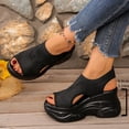 thumbnail image 6 of HomeDM Womens Wedge Platform Sandals Open Toe Ankle Strap Casual Slip-On Summer Beach Sandals, Black Size 5.5, 6 of 9