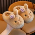 thumbnail image 4 of DHFJKG Kids Winter Fuzzy Closed-Back Slippers Warm Cute Rabbit Shape Cartoon Character Critter Flat Bottom Rubber Sole Kawaii House Slippers, 4 of 4