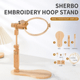 thumbnail image 3 of TOP! Adjustable Embroidery Hoop Stand with 2PCS 6In 7In Hoops, Solid Hand-Polished Natural Wood Holder for Sewing Projects, 3 of 4