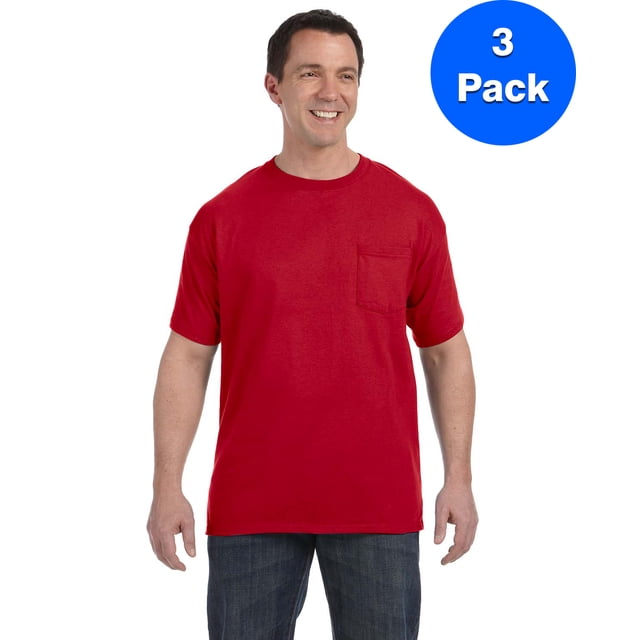 Hanes Men's Authentic-T Pocket T-Shirt - H5590 (Pack Of 3)