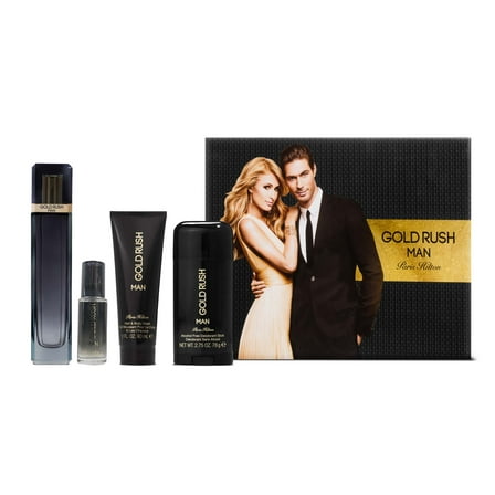 Paris Hilton Gold Rush Cologne Gift Set for Men, 4 Pieces