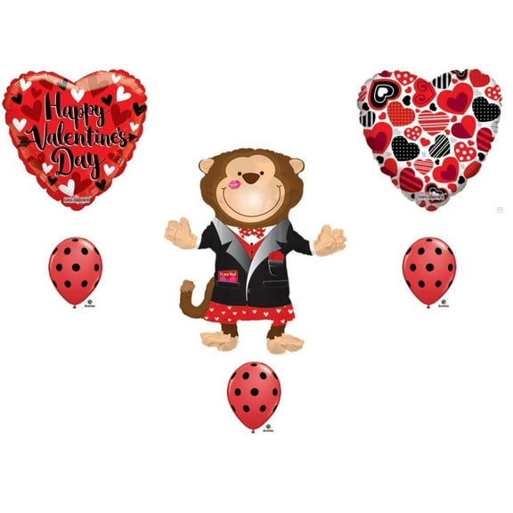 Monkey Valentine's Day Balloon Bouquet Party Balloons Decoration Supplies Love