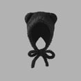 thumbnail image 4 of Cute Bear Ear Winter Beanie Women's Fuzzy Knit Hat With Chin Strap Warm Skull Cap For Cold Weather And Travel, 4 of 8