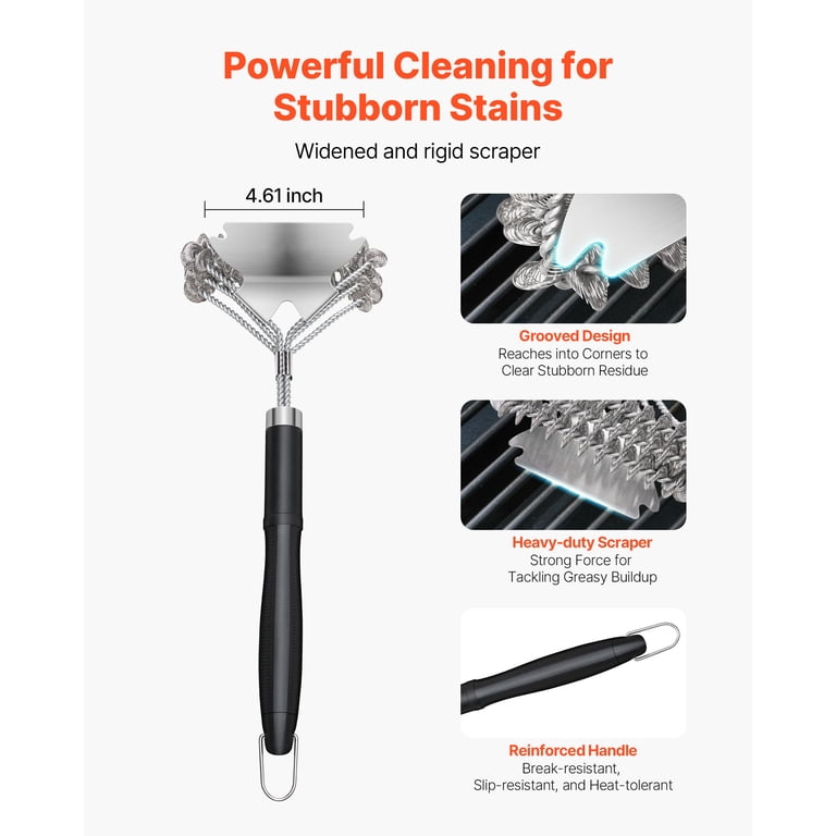 KFFKFF Grill Brush and Scraper, Stainless Steel, 17 In photo 3