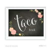 Taco Bar Chalkboard & Floral Roses Wedding Party Signs