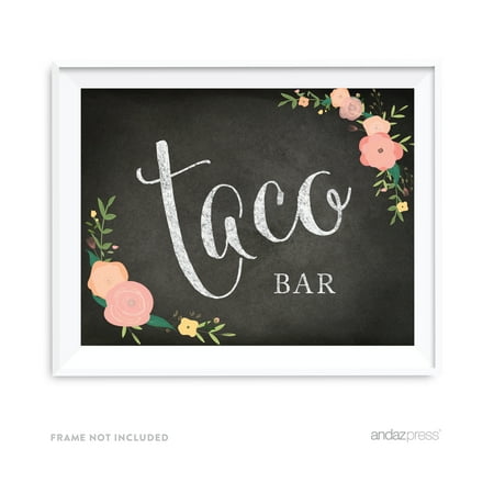 Taco Bar Chalkboard & Floral Roses Wedding Party Signs Taco Bar Chalkboard & Floral Roses Wedding Party Signs