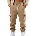 thumbnail image 2 of Ceisia Men Solid Color Loose Casual Pants Elastic Waist Drawstring Sports Gift Work Trousers, 2 of 9