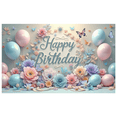 thumbnail image 5 of Floral Theme Birthday Banner Pastel Colors Balloon Decoration Happy Birthday Design for Kids Party Indoor Celebration, 5 of 7