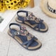 thumbnail image 3 of Sandalias planas bohemias Zapatos de verano con flores de diamantes de imitación para mujer (Azul 37), 3 of 9