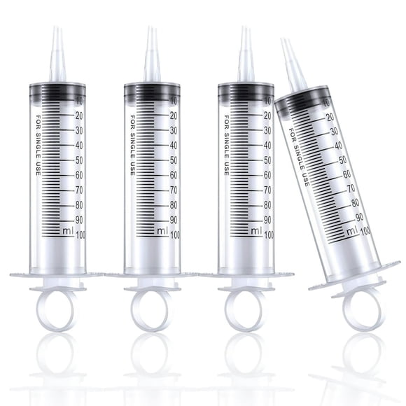 DEBGFS 4 Pack 100 ml Plastic Syringes Dispensing Multiple Uses Measuring Syringe Tools Measuring Liquids