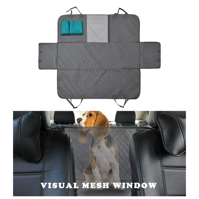 Baohd Dog Car Seat Cover Backseat Protector with Zip Flap Hammock Carrier Gray