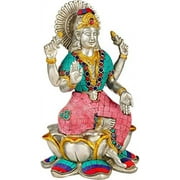 Exotic India Ganesha Lakshmi Saraswati Brass Statue (Set of 3) with Inlay Work - Brass Statue with Inlay