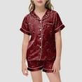 thumbnail image 2 of Boys Pajamas Size 10-12 Shorts Big Girls Button Down Sleepwear Short Sleeve With Shorts 2PCS Pajama Sets Casual Lapel Loungewear Patterns Printed, 2 of 6