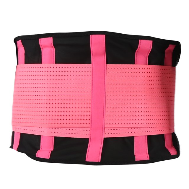 Tirantes para espalda, placa de acero transpirable, malla que mantiene el calor, cinturón de soporte de cintura elástico curvo para hombres y mujeres, color rosa