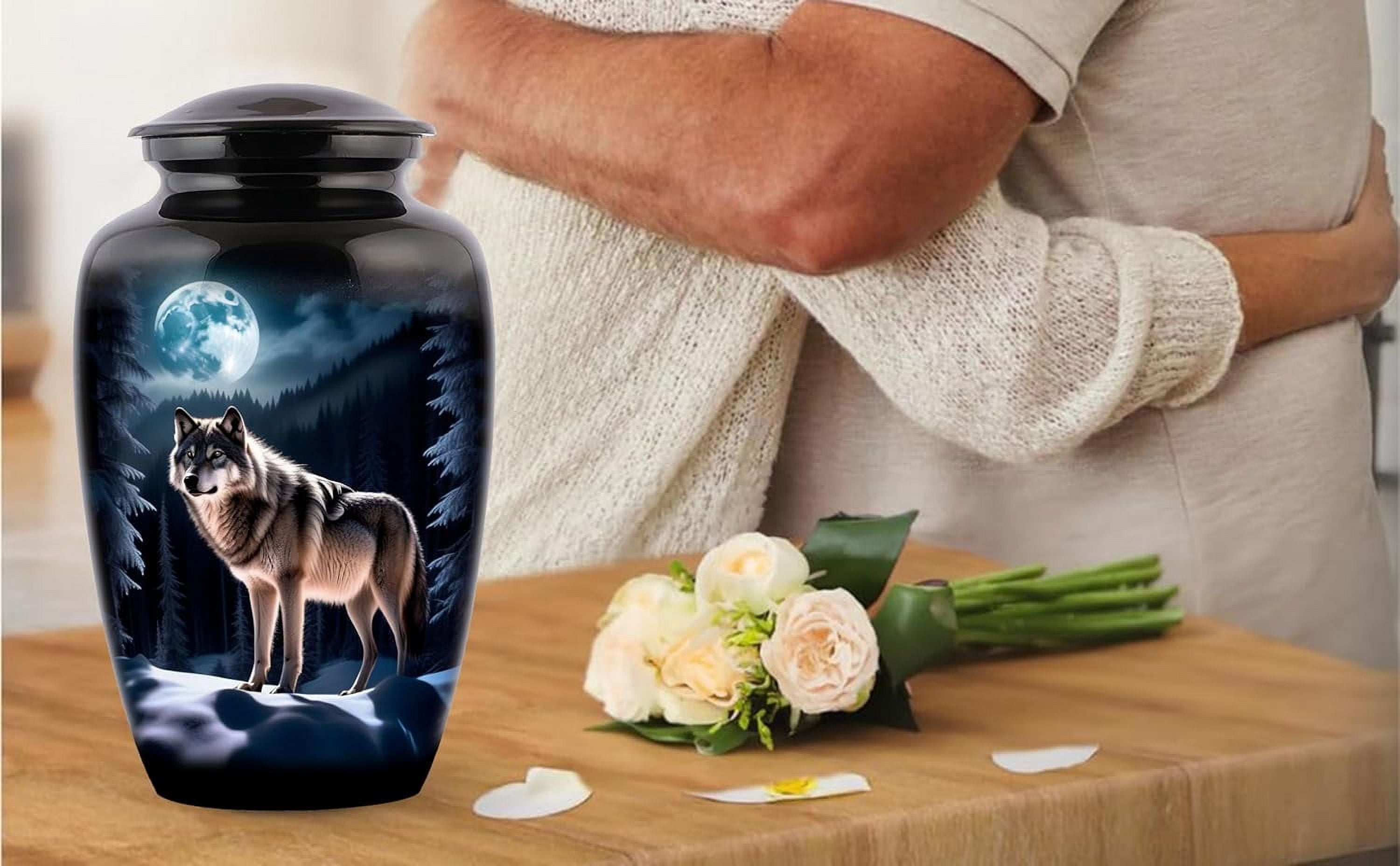 Wolf urn, Wolf Night urn  Forever Adult Cremation Urns for Ashes- Adult Classic Wolves Pictured Cremation Urn for Human Ashes,
