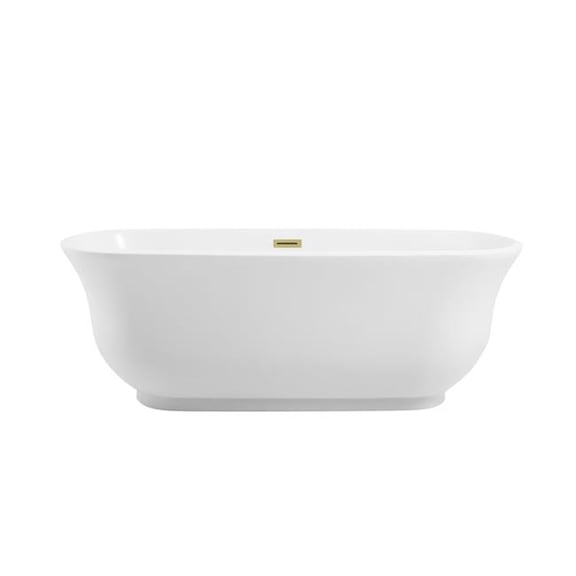 Elegant Kitchen & Bath BT10267GW-BGD 67 in. Soaking Bathtub, Glossy White with Brushed Gold Trim