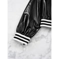 thumbnail image 5 of Fldy Kids Girls Boys Jazz Dance Disco Costume Zip Up Metallic Bomber Jacket Coat Long Sleeve Top Black 14, 5 of 8