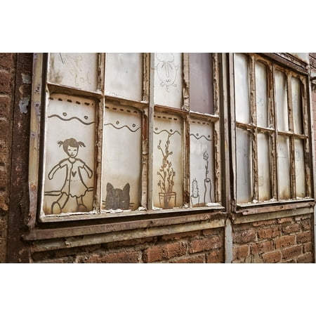 window discs graffiti art lattice windows poster print 24 x 36