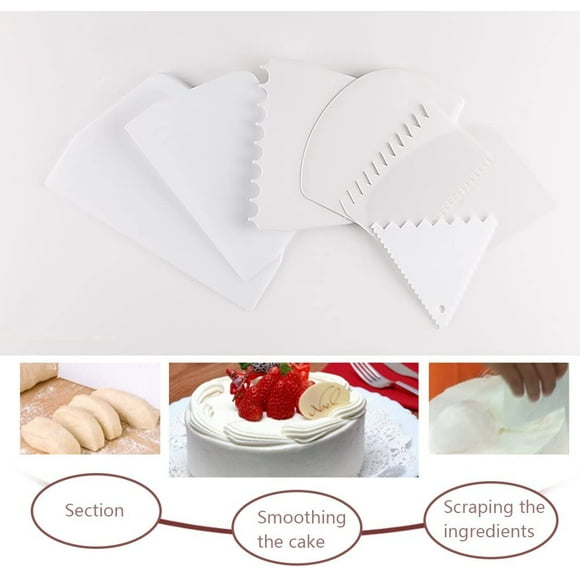 Teenitor Cake Scraper Cake Smoother, 7 Pcs Cake Icing Scraper Cake Smoother Scraper Cutters Smoother Tool Set