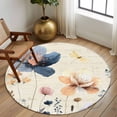 thumbnail image 2 of Round Rug 5Ft Washable Non-Slip, Blue Yellow Flowers Circle Area Rugs for Living Room Bedroom, Spring Summer Garden Wildflowers Retro Indoor Floor Mats Carpet Runner for Home Decor Aesthetic, 2 of 8