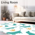 thumbnail image 2 of ODIKA 5'x7' Machine Washable Non-Slip Area Rug, Charming Pup Paw Prints with Dachshund and Splash High Traffic Rug with Pad, Blue, 721595, 2 of 8