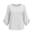 thumbnail image 6 of Yteetum 3/4 Length Sleeve Summer Tops for Women Oversized 3/4 Sleeve Crewneck Cotton Linen Shirts Casual Solid Round Neck Loose Lightweight Comfy Half Sleeve T Shirts, 6 of 7