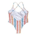 thumbnail image 4 of Women‘s Striped One-piece Swimsuit Color Blocking Sling Swimwear, 4 of 5