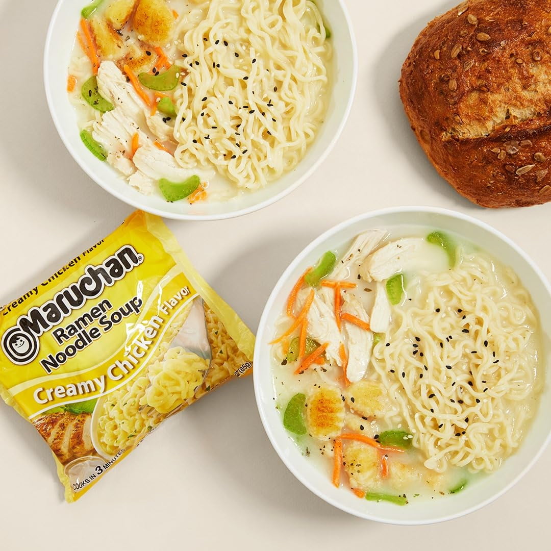 Maruchan Ramen Noodle Soup Variety, 7 Flavors, 3 Ounce Single Servings, Shelf-Stable (Pack of 24) with By The Cup Chopsticks