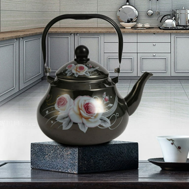 Enamel Tea Kettle Stovetop Large Porcelain Enameled Teakettle Colorful  Floral Steel Teapot for Hot Water, Retro Decor, No Whistling - Yahoo  Shopping